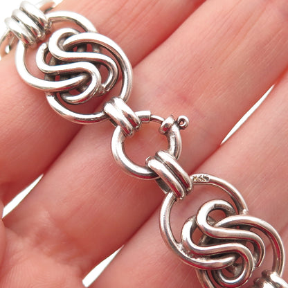 835 Silver Vintage Modernist Interlocked Infinity Link Bracelet 7.25"