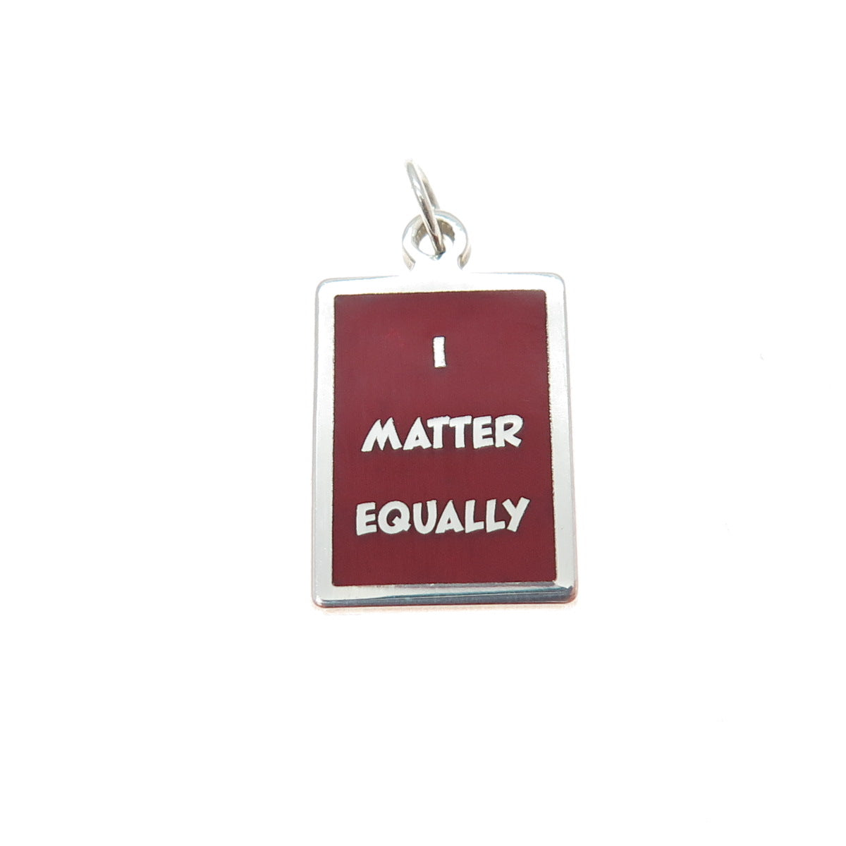 925 Sterling Silver Red Enamel I Matter Equally Minimalist Charm Pendant