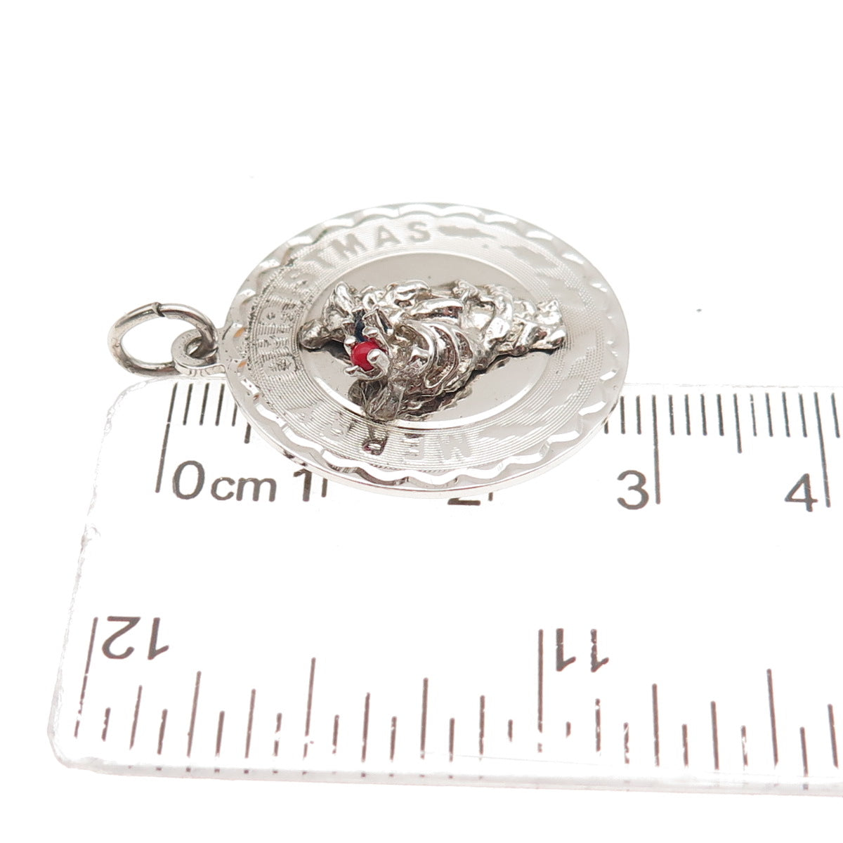 ELCO 925 Sterling Silver Vintage Rhinestone Santa Merry Christmas Charm Pendant