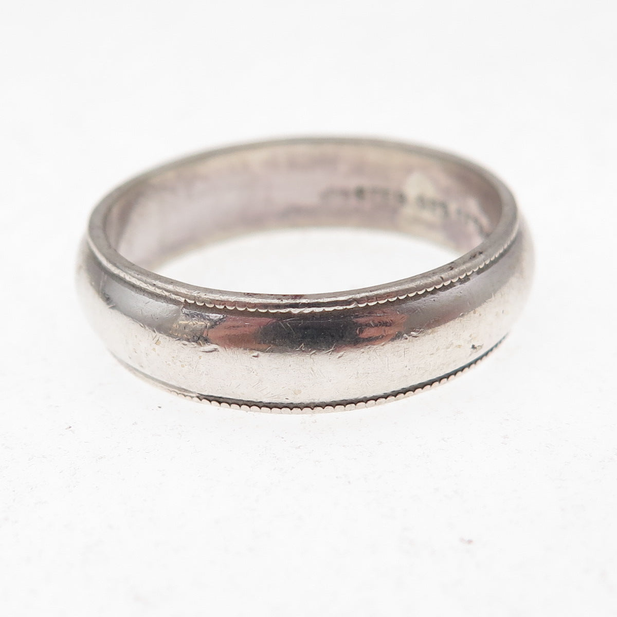 Seta 925 Sterling Silver Vintage Wedding Oxidized Band Ring Size 10.25