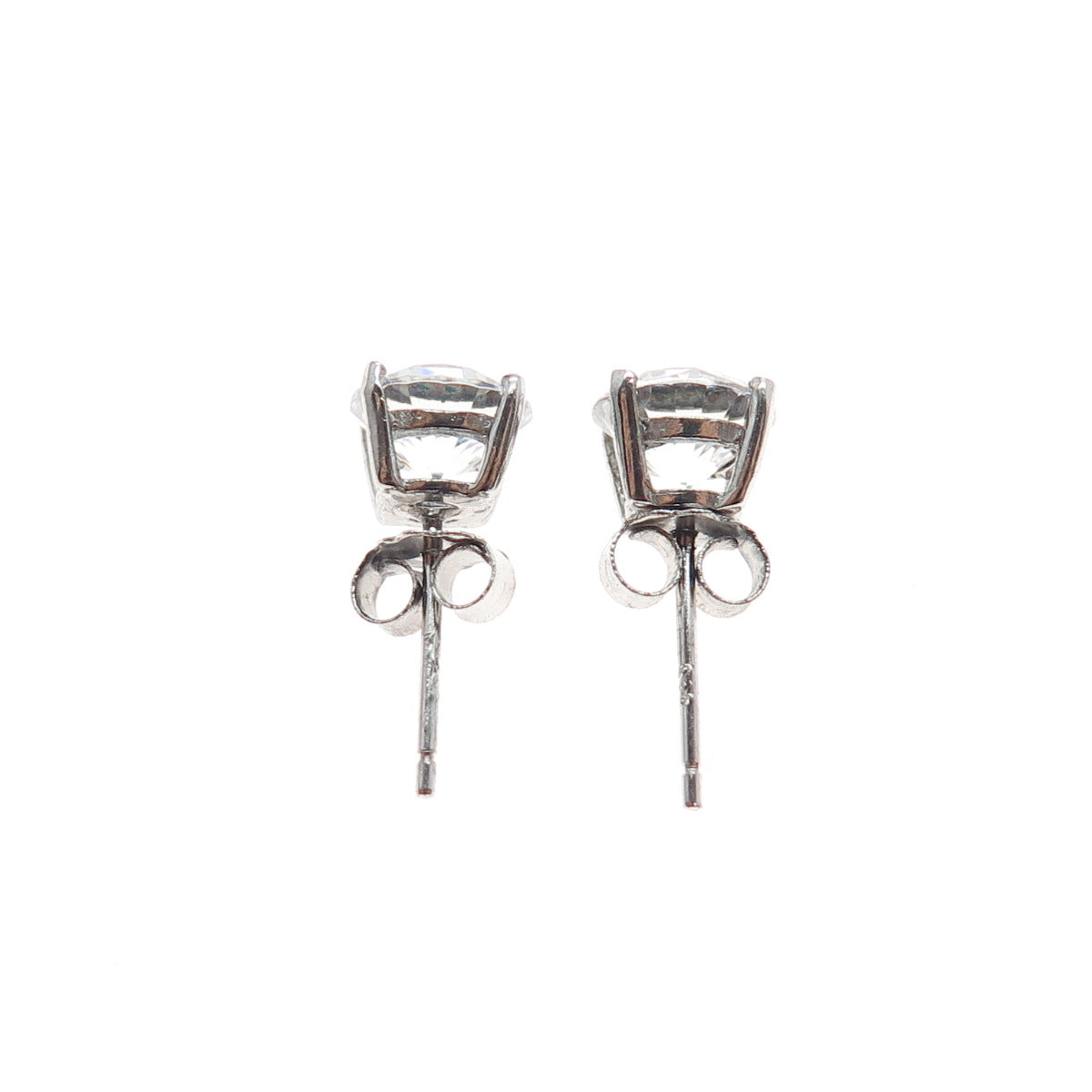 925 Sterling Silver Round-Cut C Z Stud Earrings