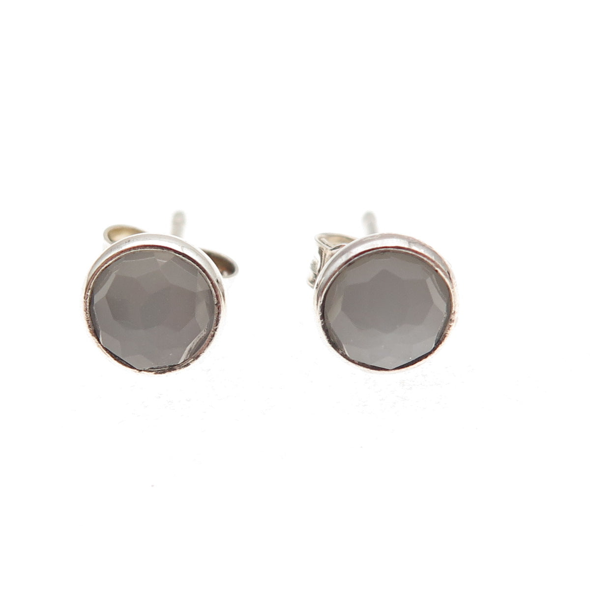 Pandora Sterling Silver Real Gray Moonstone June Birthday Blooms Stud Earrings