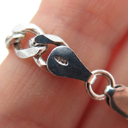 925 Sterling Silver Vintage Italy Figaro Link Bracelet 7.75"