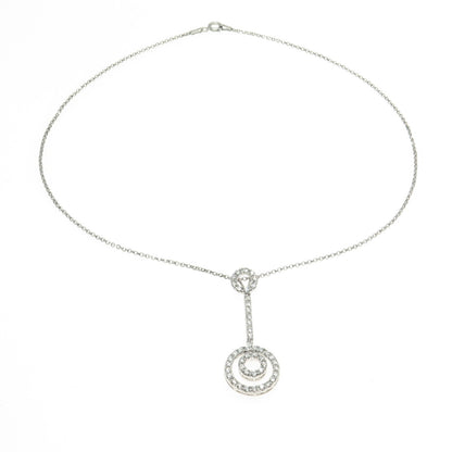 925 Sterling Silver Round-Cut C Z Circle of Life Drop Rolo Chain Necklace 16"