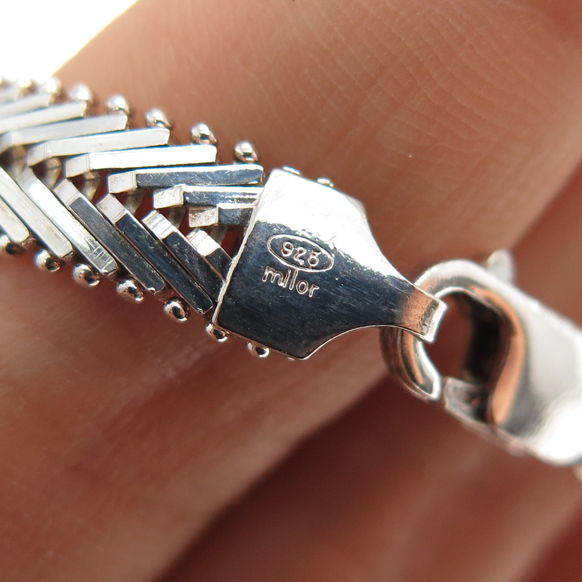 MILOR Sterling Silver 2-Tone Vintage Italy Riccio Chevron Link Bracelet 6.75"