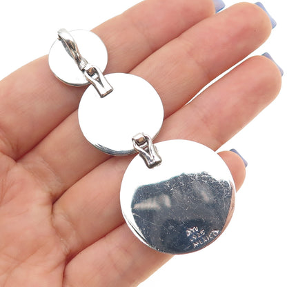 ANNIKA WITT 925 Sterling Silver Vintage Flower Hammered Shadow Box Slide Pendant