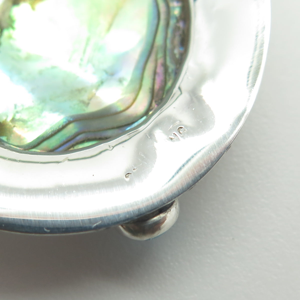 925 Sterling Silver Vintage Abalone Shell Turquoise Citrine Large Pin Pendant