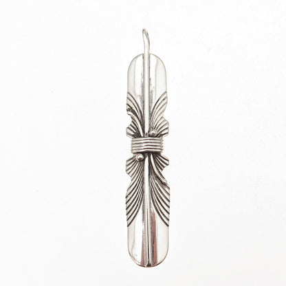 Old Pawn 925 Sterling Silver Vintage Southwestern Feather Tribal Charm Pendant
