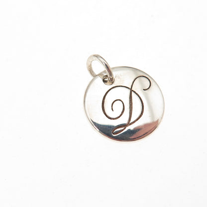 Tiffany & Co. 925 Sterling Silver Vintage Letter D Initial Tag Charm Pendant
