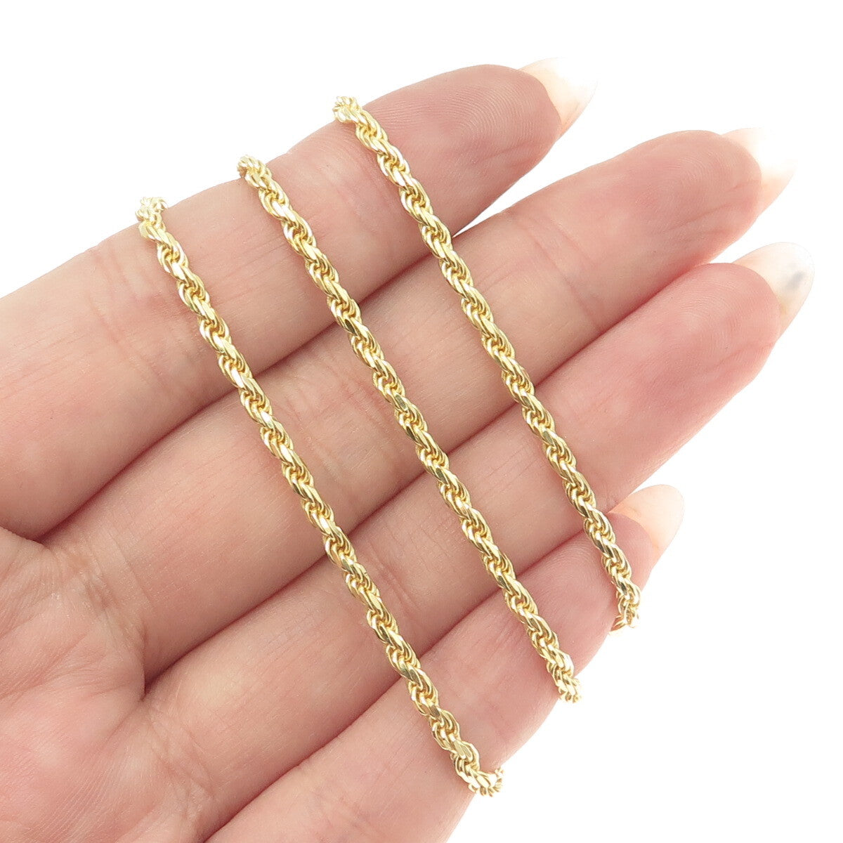 P. LUX 925 Sterling Silver Gold Plated Italy Twisted Rope Chain Necklace 16"