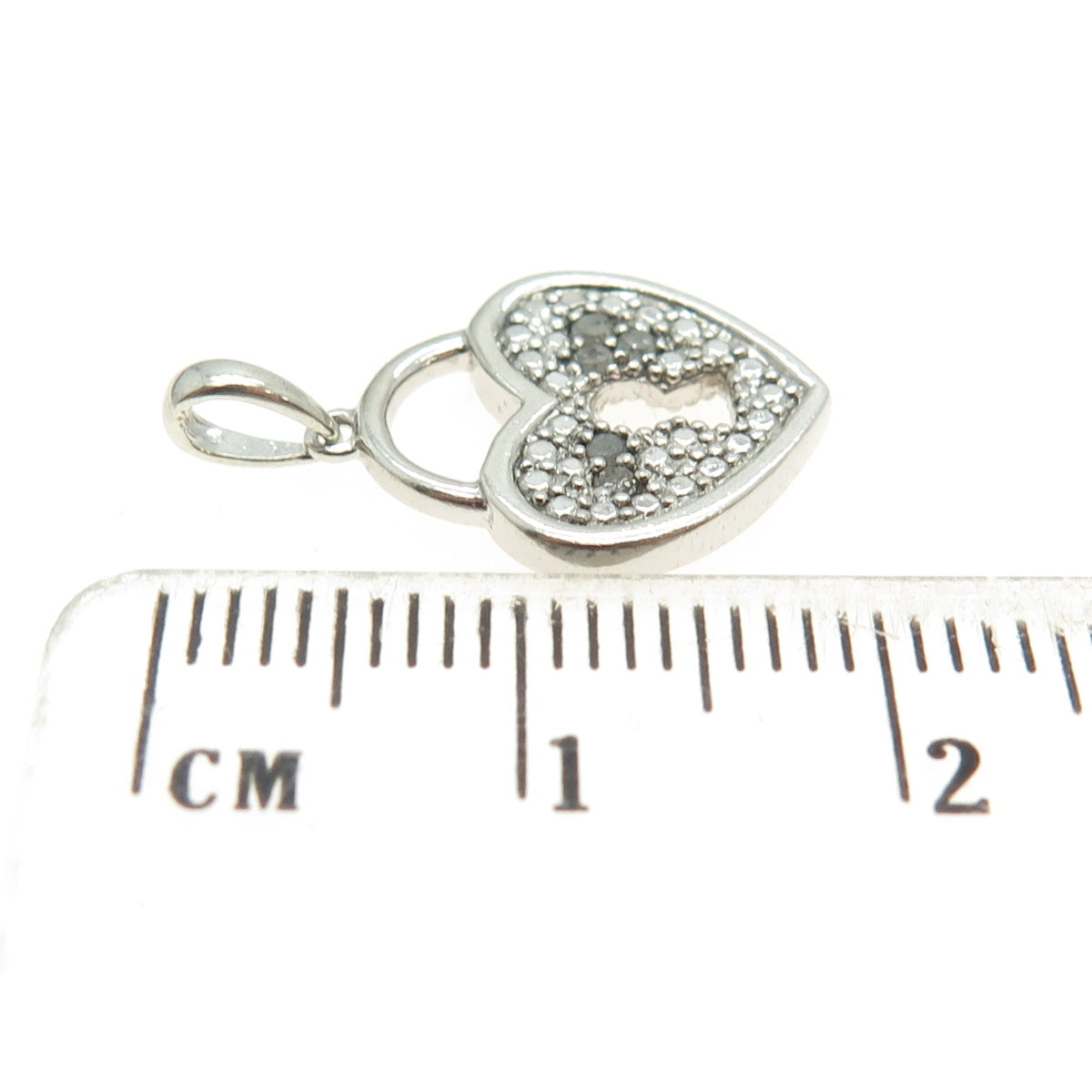 925 Sterling Silver Real Diamond Heart Lock Pendant