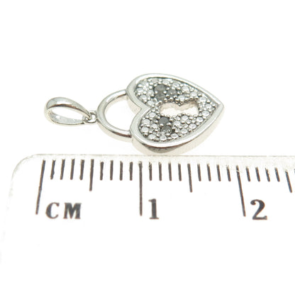 925 Sterling Silver Real Diamond Heart Lock Pendant
