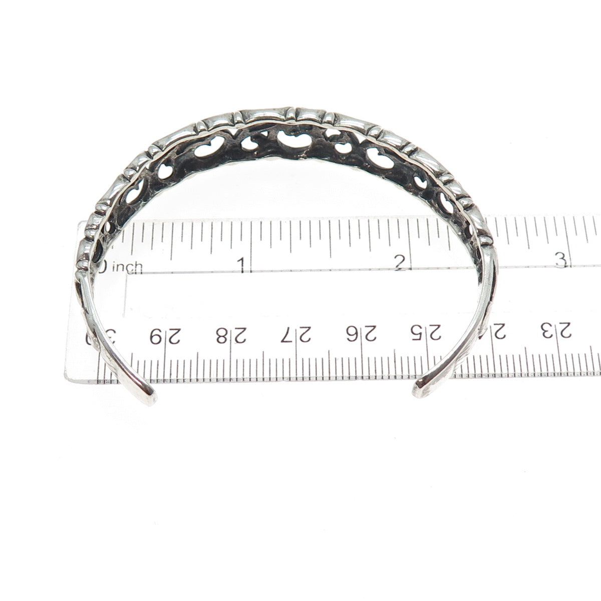 KABANA 925 Sterling Silver Vintage Swirl Oxidized Adjustable Cuff Bracelet 6.75"