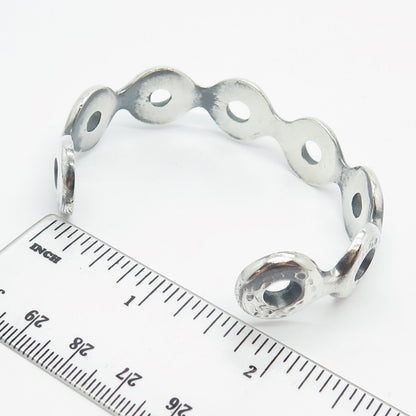 925 Sterling Silver Vintage Hammered Adjustable Cuff Bracelet 6.75"