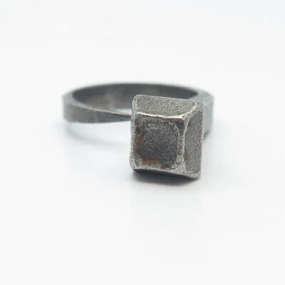 925 Sterling Silver Vintage Square Adjustable Gap Ring Size 7.25