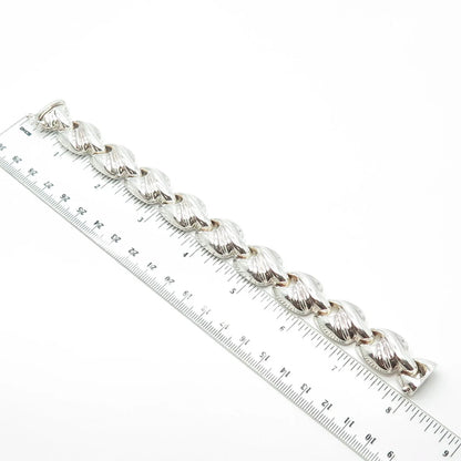 925 Sterling Silver Vintage Italy Puffy Modernist Link Bracelet 7.5"