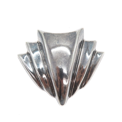 925 Sterling Silver Vintage Mexico Modernist Oxidized Pin Brooch / Pendant
