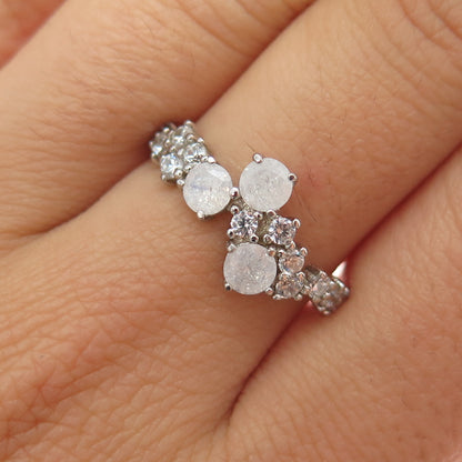 BOMB PARTY 925 Sterling Silver Round-Cut C Z Ring Size 7.5