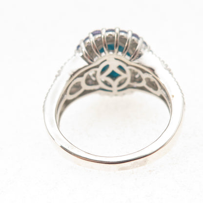 Chuck Clemency Sterling Silver 2-Tone Real Turquoise & Tanzanite Ring Size 8.25
