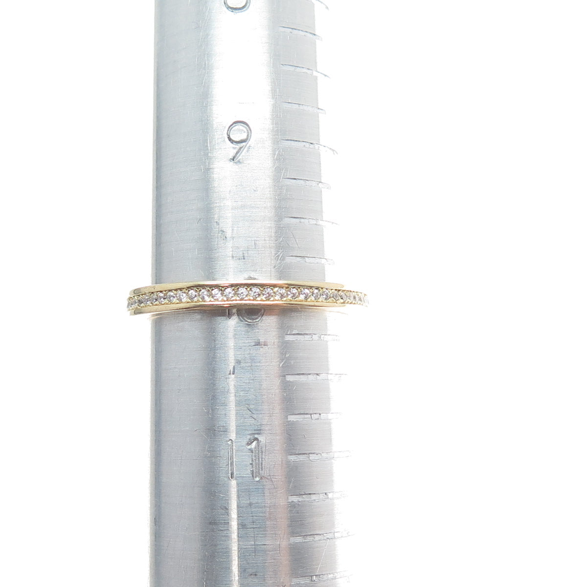 MILOR 925 Sterling Silver Gold Plated Italy C Z Cross Dangle Charm Ring Size 10