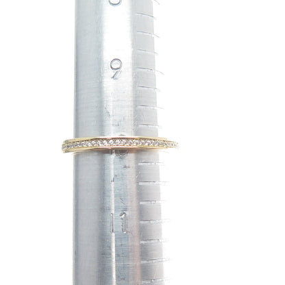 MILOR 925 Sterling Silver Gold Plated Italy C Z Cross Dangle Charm Ring Size 10