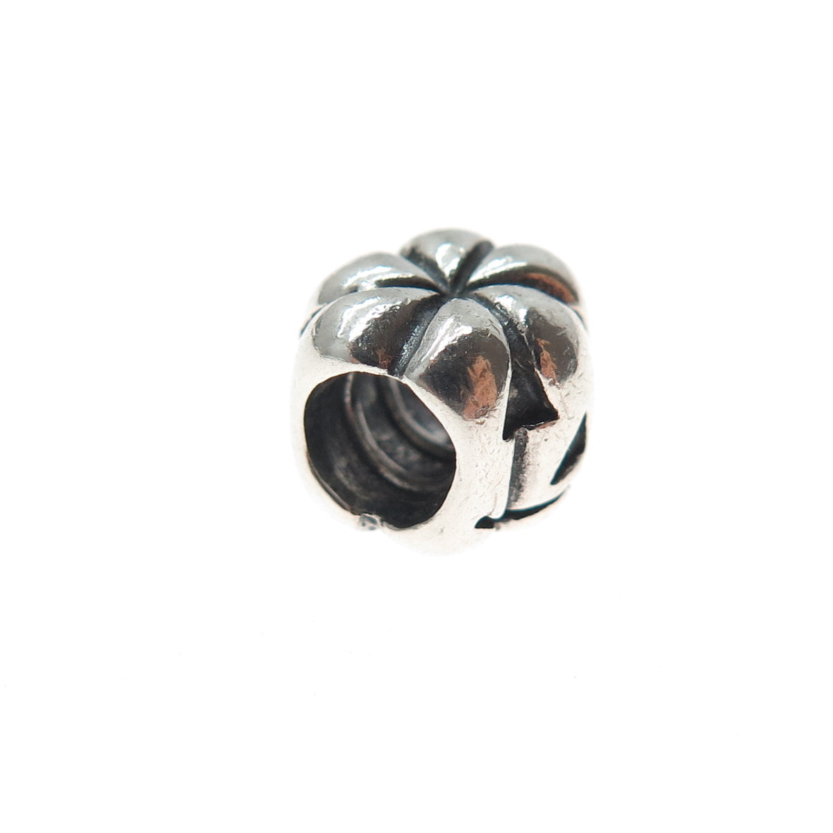 PANDORA 925 Sterling Silver Jack O'Lantern Pumpkin Slide Bead Charm