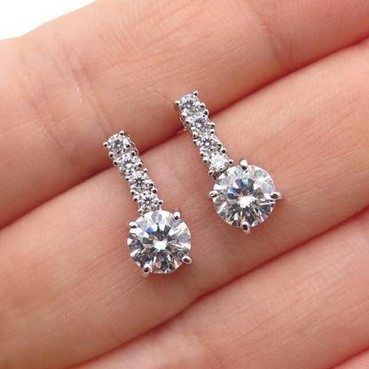 925 Sterling Silver Round-Cut C Z Drop Dangle Earrings