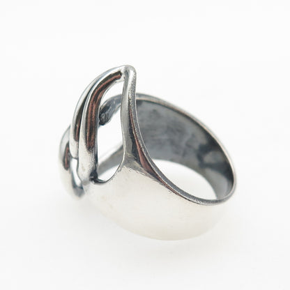 CHAPAL ZENRAY 925 Sterling Silver Vintage Modernist Bypass Oxidized Ring Size 8