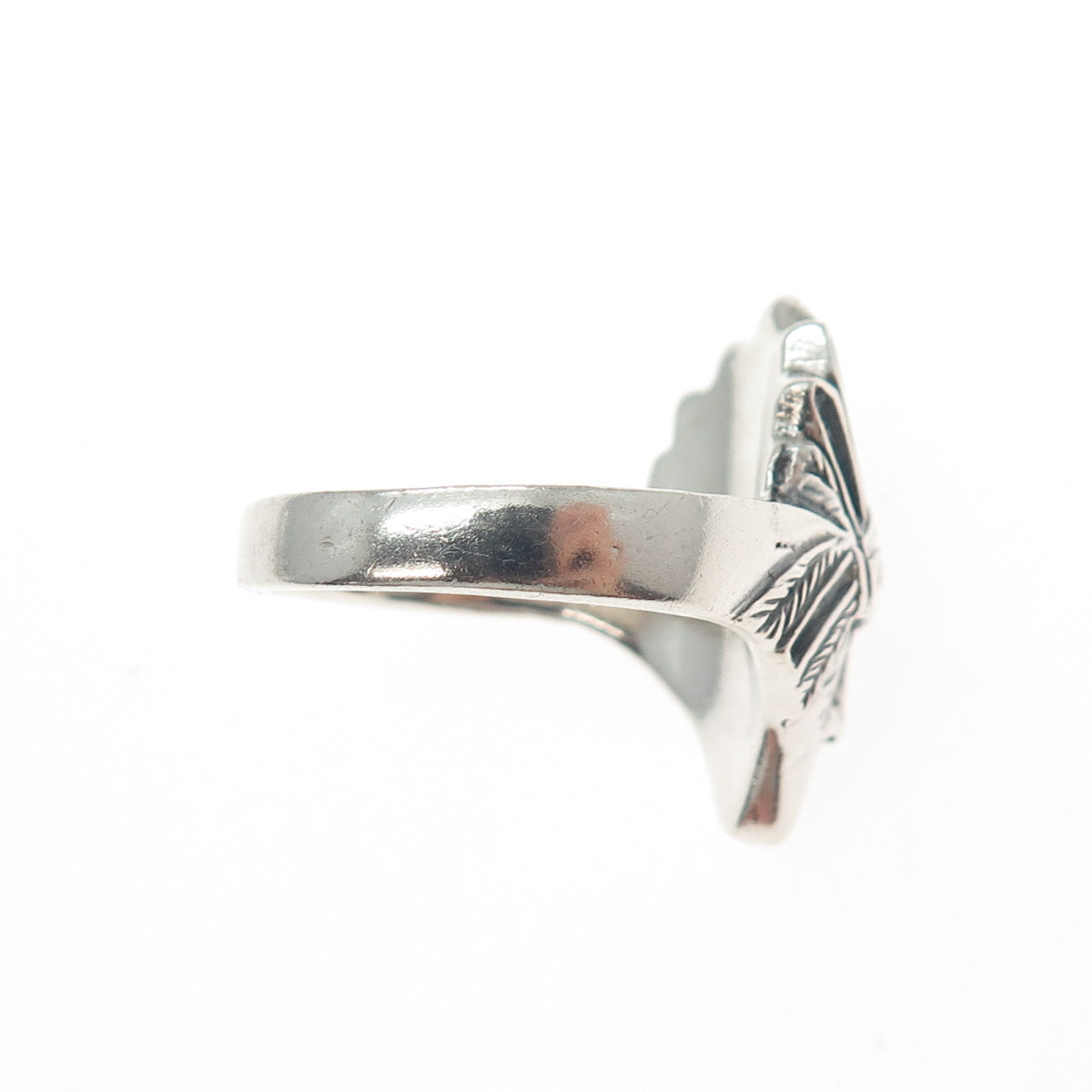 925 Sterling Silver Vintage Southwestern Indian Chief Oxidized Ring Size 9.75