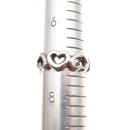 925 Sterling Silver Vintage Open Heart All Around Oxidized Ring Size 7.25