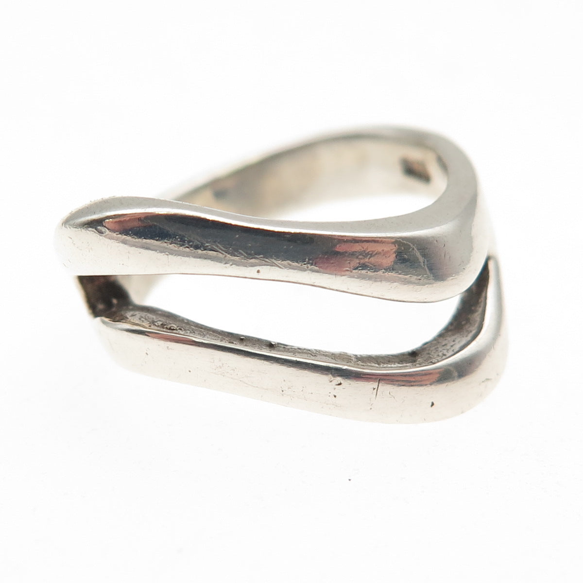925 Sterling Silver Vintage Modernist Wavy Ring Size 7