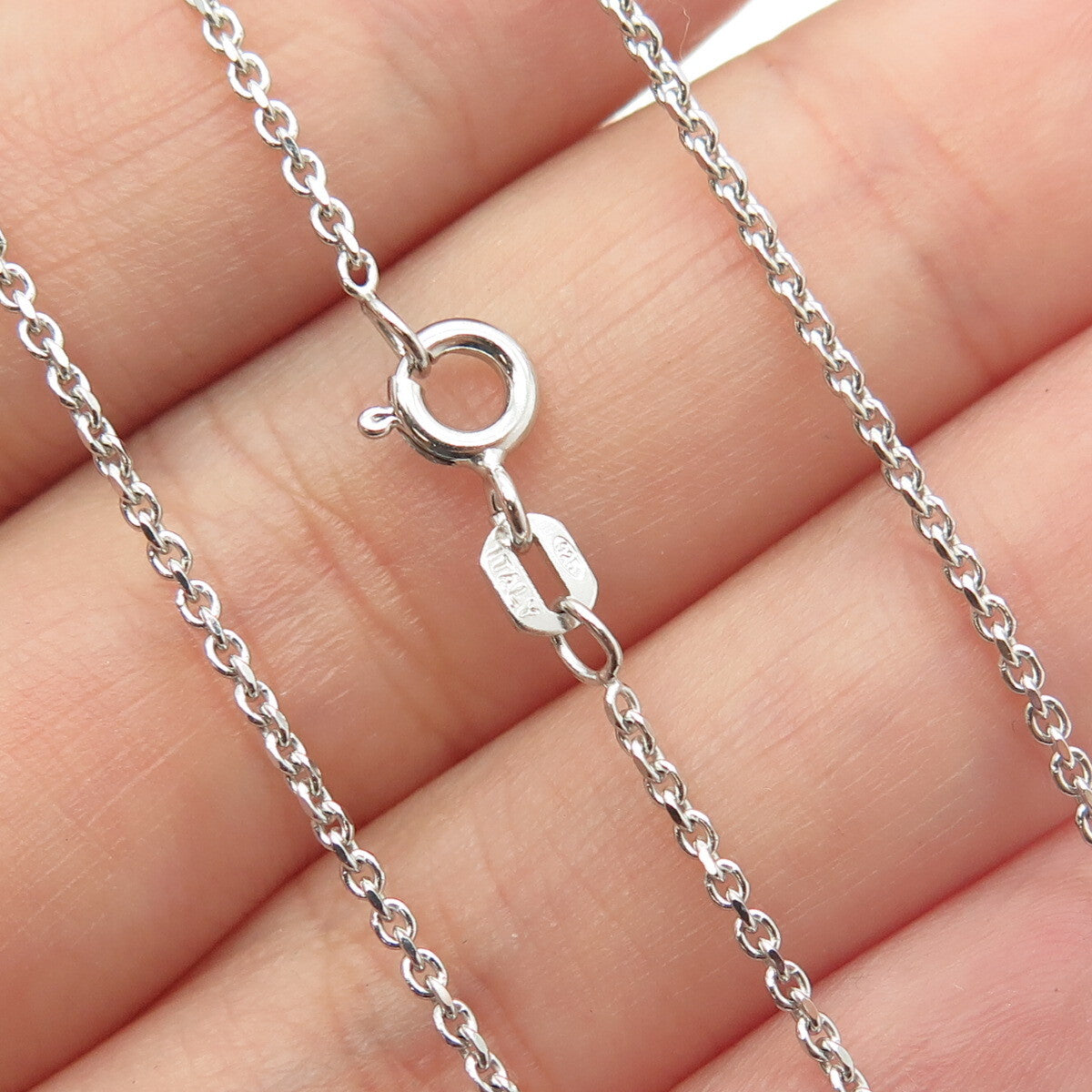 925 Sterling Silver Multi-Cut Green & White C Z Cable Chain Necklace 18"