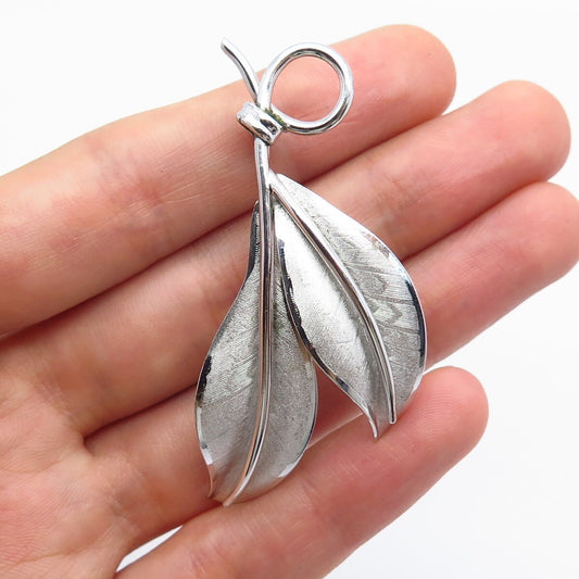 925 Sterling Silver Vintage Danecraft Double Leaf Pin Brooch