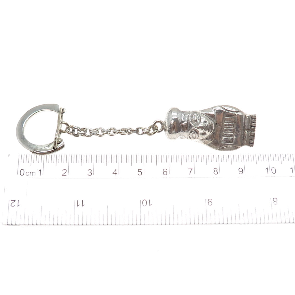 925 Sterling Silver Vintage Peruvian Tribal Goddess Key Fob Chain