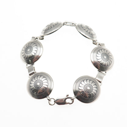 Old Pawn 925 Sterling Silver Vintage Southwestern Concho Tribal Bracelet 7.5"