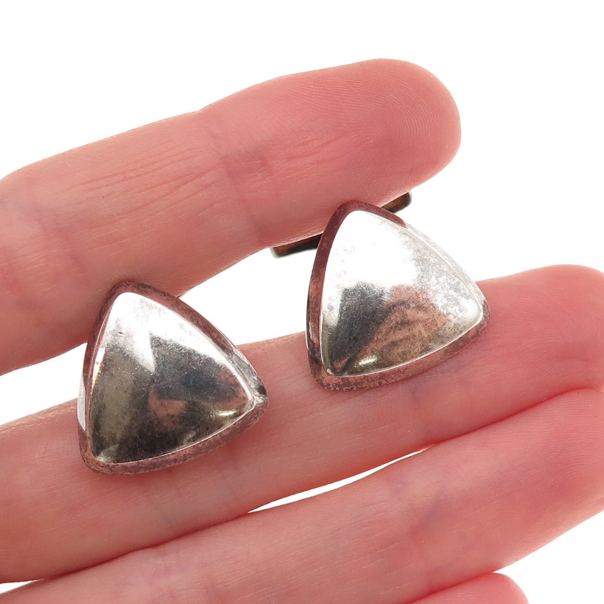 Kupittaan Kulta 925 Sterling Silver Vintage Finland Modernist Triangle Cufflinks