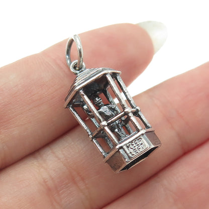 925 Sterling Silver Antique Art Deco "Keep Left" Traffic Controller Pendant