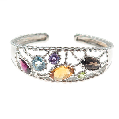 Sterling Vintage Quartz Citrine Topaz Tourmaline Peridot Amethyst Bracelet 6.75"