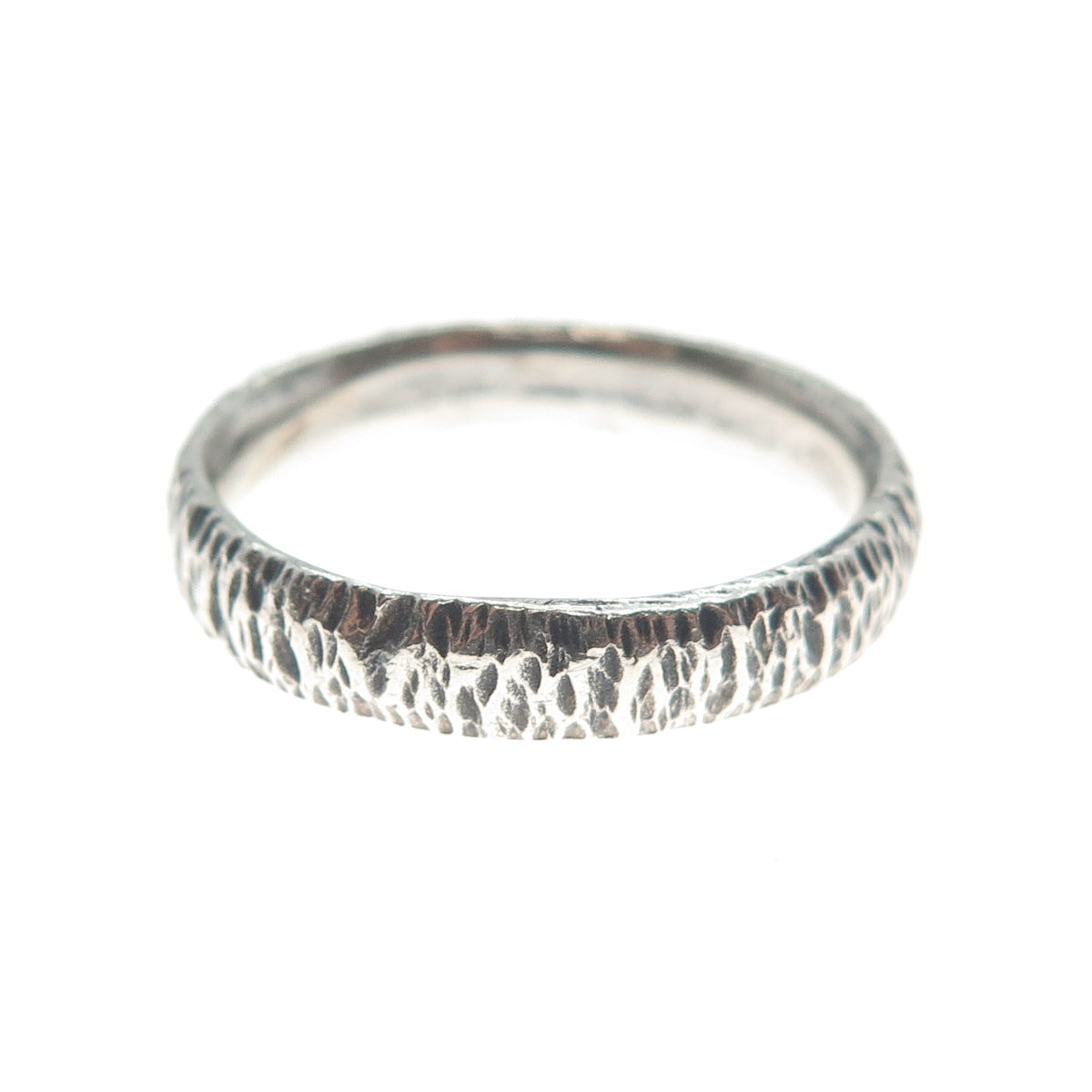 925 Sterling Silver Vintage Tree Bark Oxidized Band Ring Size 8.75