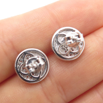 JANE SEYMOUR 925 Sterling Silver Round-Cut C Z Yin Yang Stud Earrings
