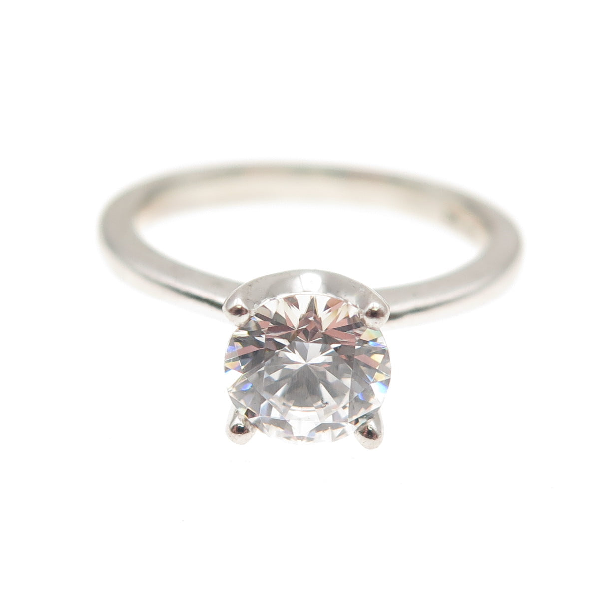 925 Sterling Silver Round-Cut C Z Engagement Ring Size 7