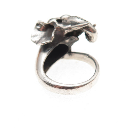 925 Sterling Silver Vintage Elephant Oxidized Ring Size 5