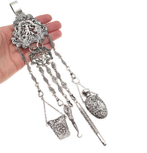David & Lionel Spiers 925 Sterling Silver Antique 1889 Birmingham Chatelaine Fob
