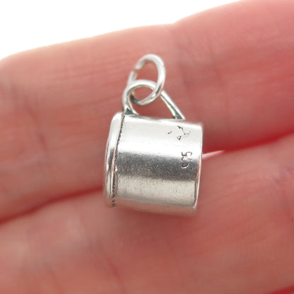 SUNWEST Sterling Silver Vintage Baby Cup Oxidized Minimalist 3D Charm Pendant