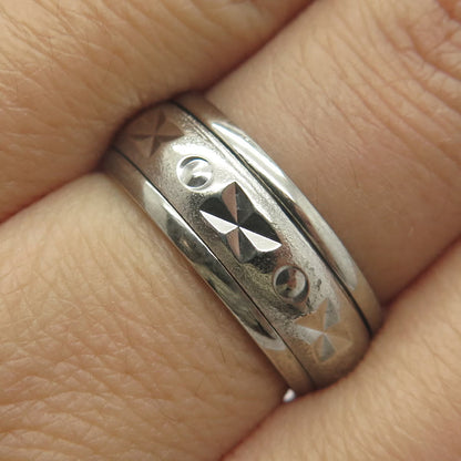 925 Sterling Silver Vintage Rotating Band Ring Size 7.75