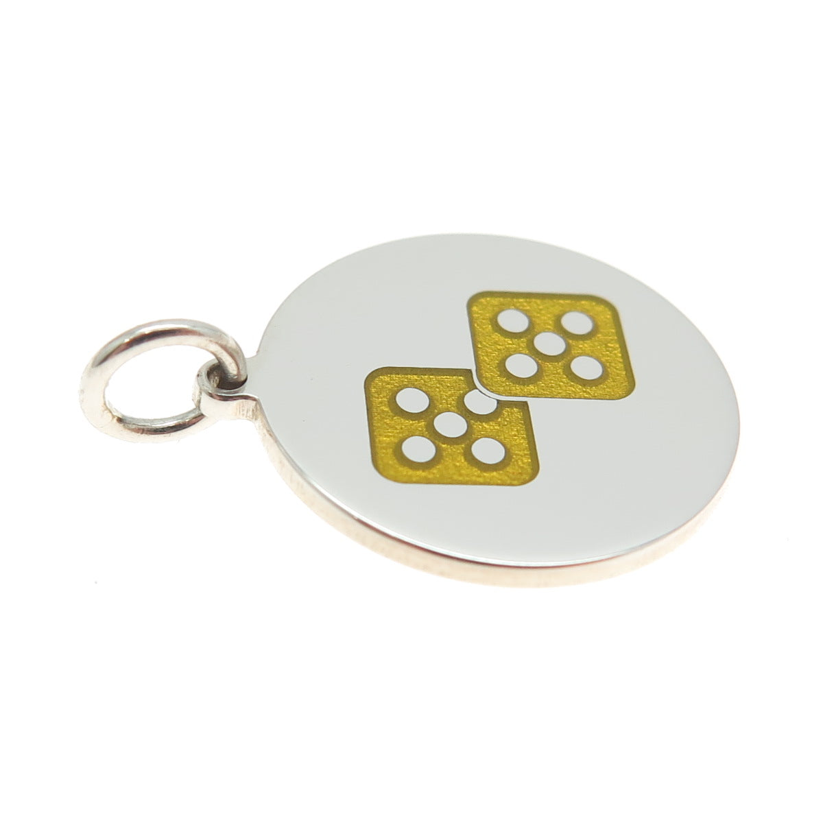 925 Sterling Silver Yellow Enamel Dice for Good Luck Charm Pendant