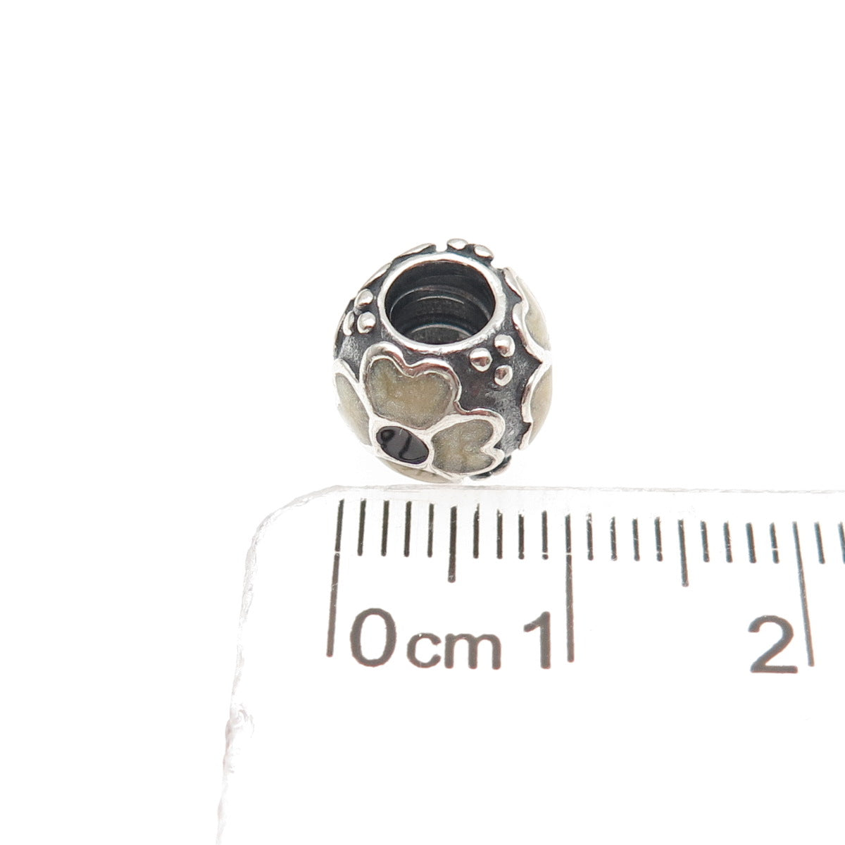 Pandora 925 Sterling Silver Enamel Flower Slide Bead Charm