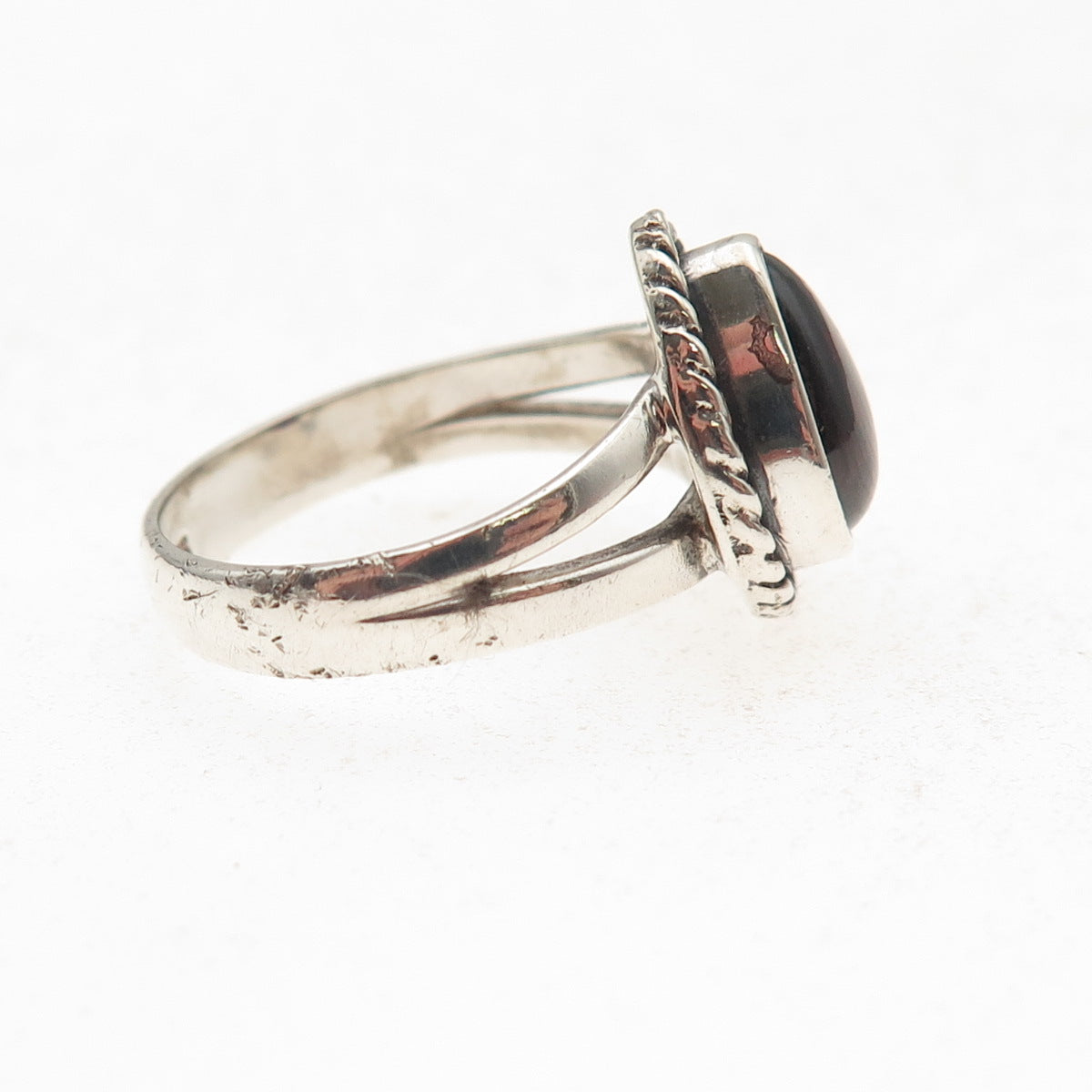 925 Sterling Silver Vintage Real Tourmaline Teardrop Oxidized Ring Size 7.5