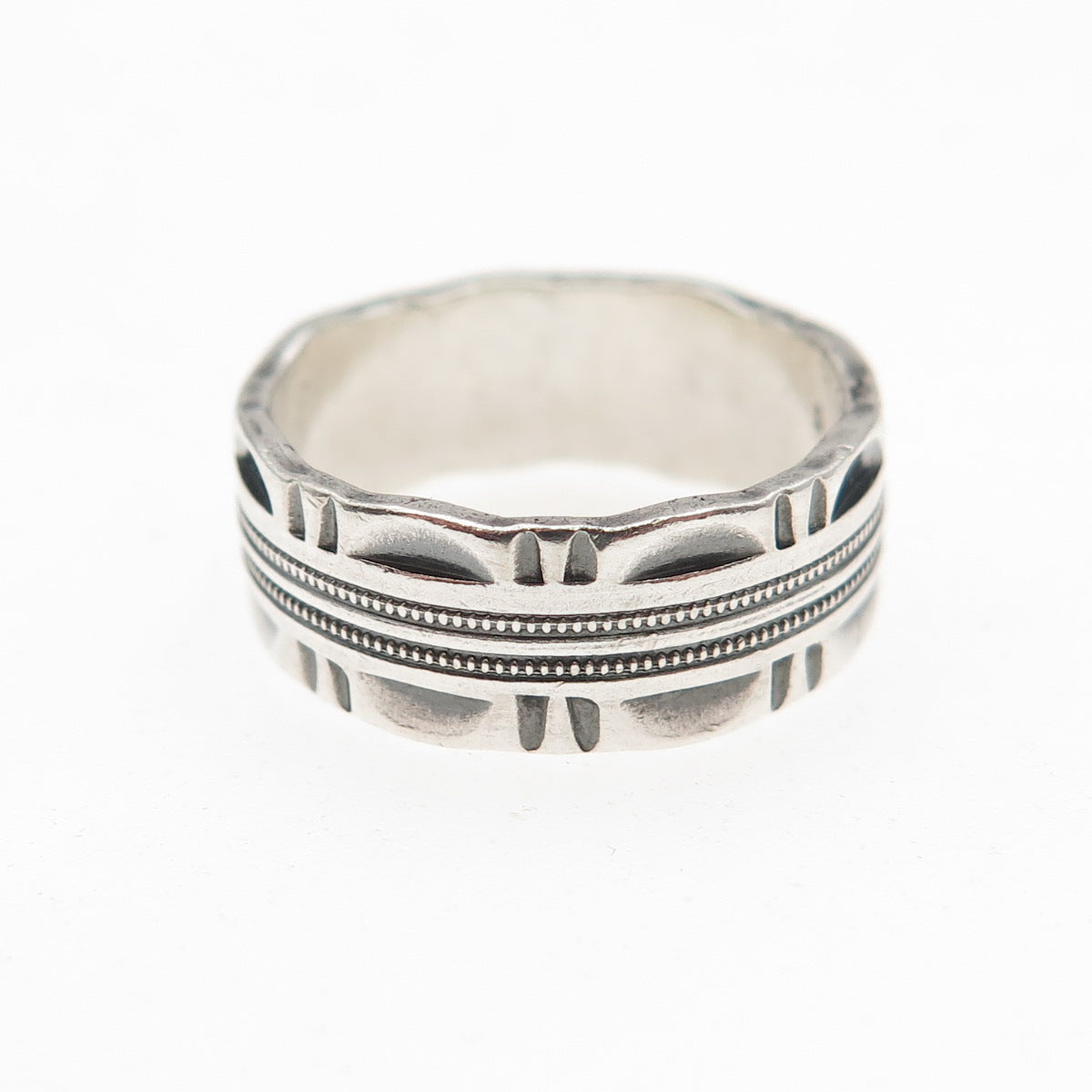 J.D. SCHLANG CO. 925 Sterling Silver Vintage Oxidized Band Ring Size 4.5
