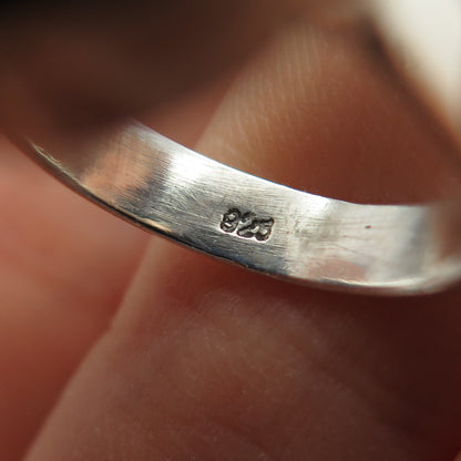 925 Sterling Silver Vintage Real Smoky Quartz Modernist Ring Size 6